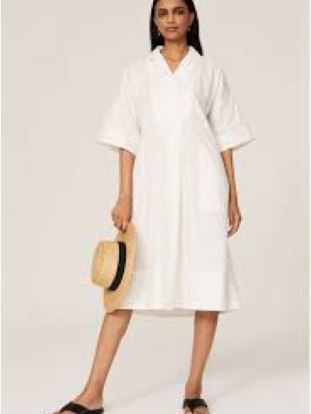 Club Monaco Ivory Textured V-Neck Dress